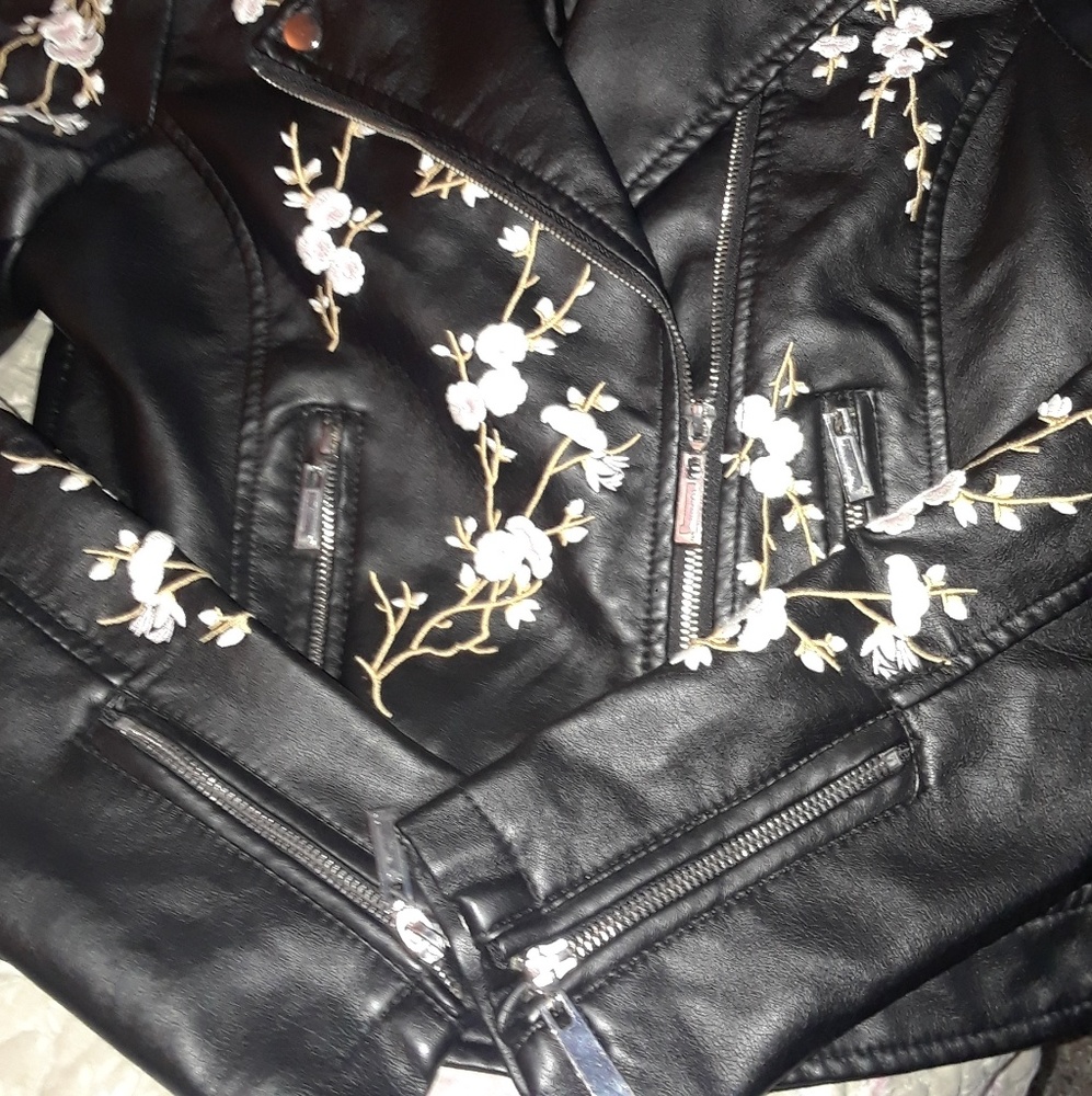 Faux black leather  jacket